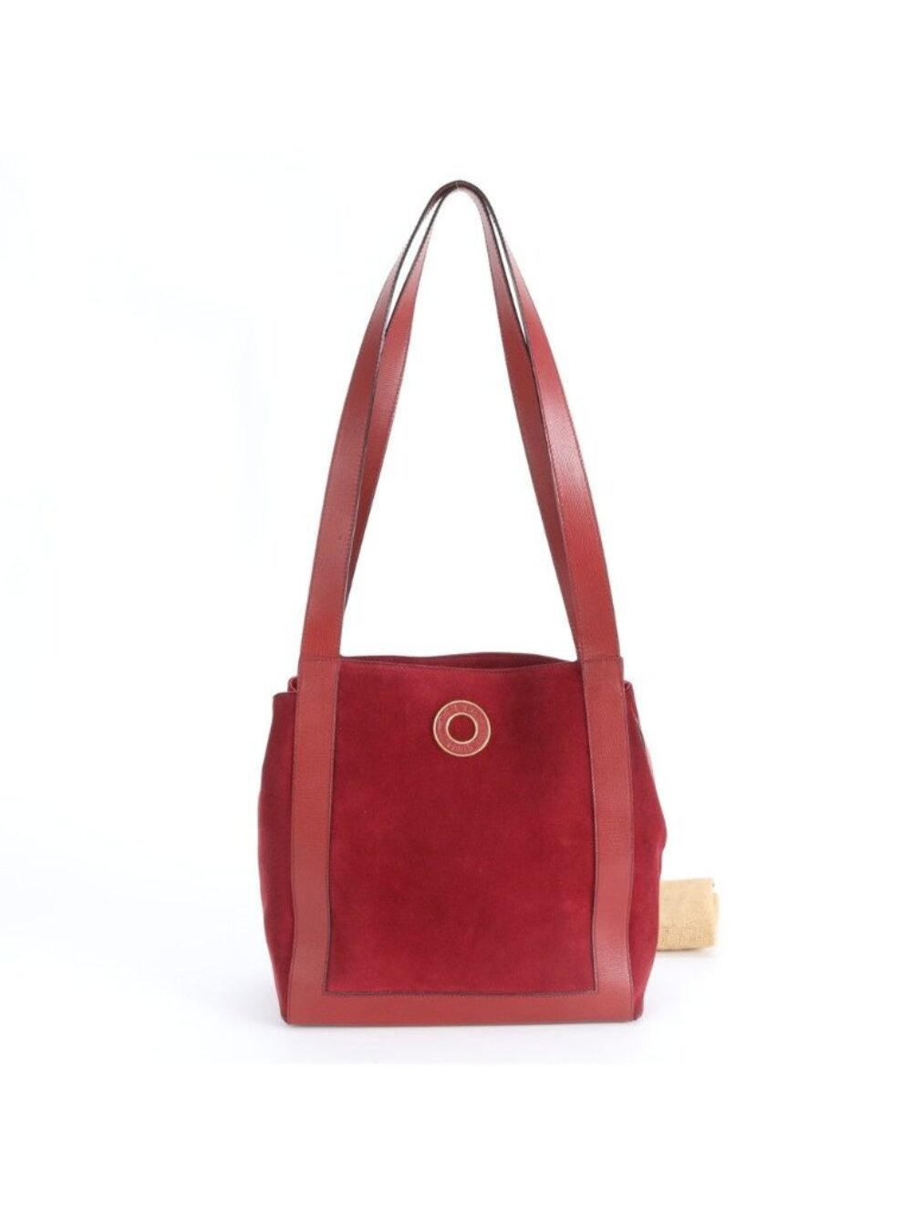 Celine Circle Logo Red Leather Tote Bag Shoulder
